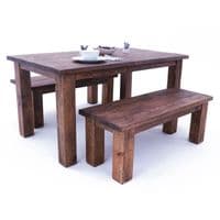 Coleridge Rustic Solid Wood Dining Set | Table & Benches